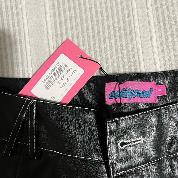 Edikted Black Faux Leather Trousers - Picture 2 of 4